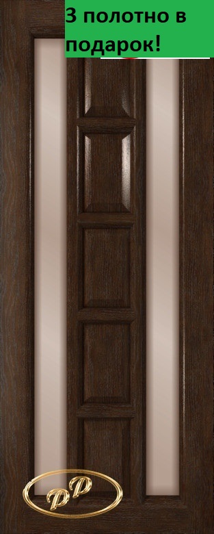 Румакс межкомнатная дверь ДП Вега, шпон Натуральный Дуб тон Каштан стекло сатинат бронза.