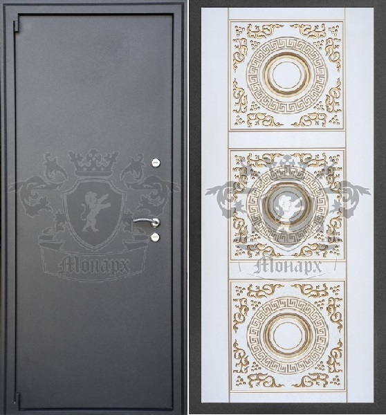 Входная стальная Дверь, Монарх 5 Круг, черный бархат/светлая, терморазрыв.