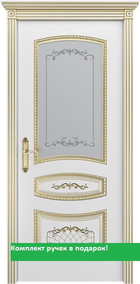 Diodoor межкомнатная Дверь эмаль со стеклом Соната Белое Золото Патина.