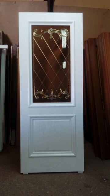 Россич межкомнатная дверь Багет 1 (шпон натурального дуба тон белый).