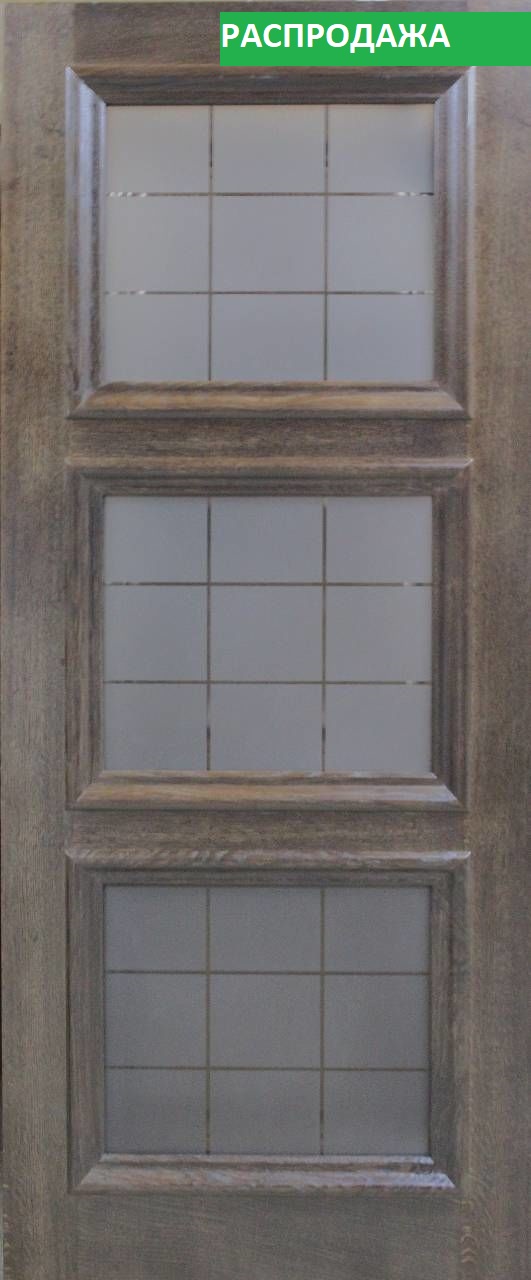 Россич межкомнатная дверь    Багет-3 дуб натуральный/ гравировка \"Квадрат\" бронза.