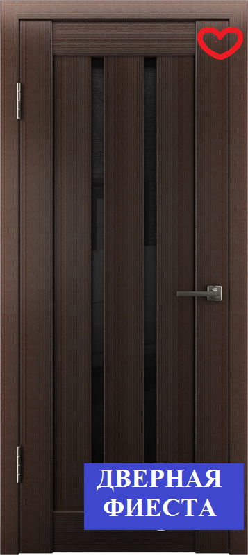 ВФД межкомнатная дверь Лайн 2 эко шпон, венге стекло ультра черное.