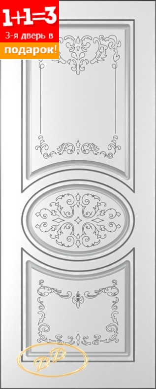 Румакс межкомнатная дверь ДП Вальс тон белый  патина серебро (акрил).